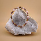 Pulsera Bolas Tulsi Cuarzo Rosa Y Tulita