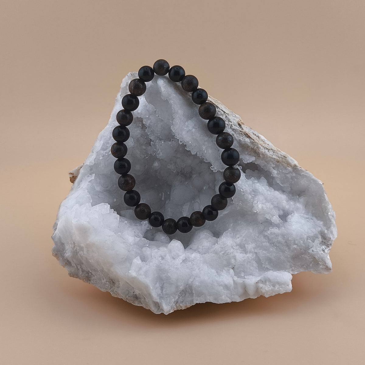 Pulsera Turmalina Negra Con Broncita 6mm